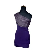 Y2K Jane Norman London One-Shoulder Ruched Dress with Metallic Drape - Image 5