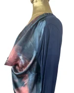 Y2K Laura di Sarpi Abstract Print Cowl Neck Mini Dress - Image 4