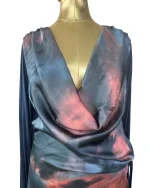 Y2K Laura di Sarpi Abstract Print Cowl Neck Mini Dress - Image 6