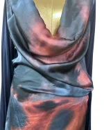 Y2K Laura di Sarpi Abstract Print Cowl Neck Mini Dress - Image 7