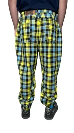 Reclaimed Denim Yellow Checkered Jeans - Image 3